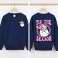 Tis The Season, Retro Santa, Pink, Checkered, Christmas, Front and Back Sweatshirt