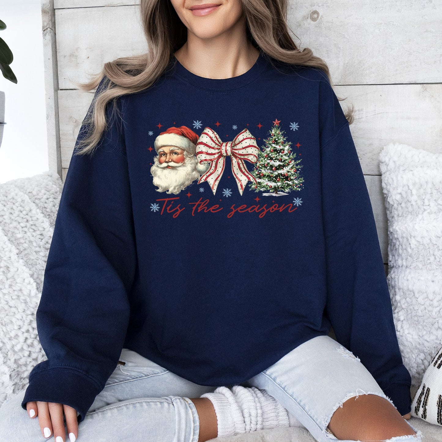 Tis The Season, Santa, Christmas Tree Sweatshirt