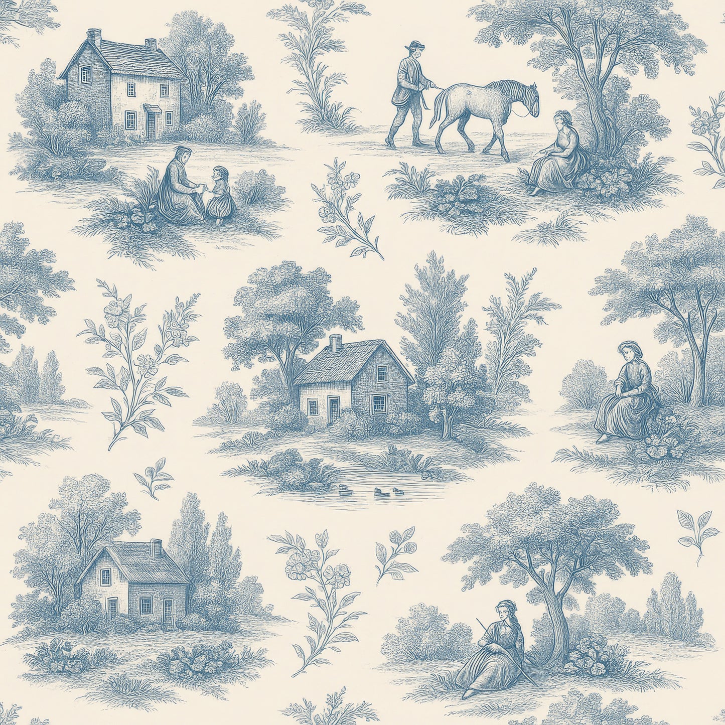 Toile de Jouy Wallpaper
