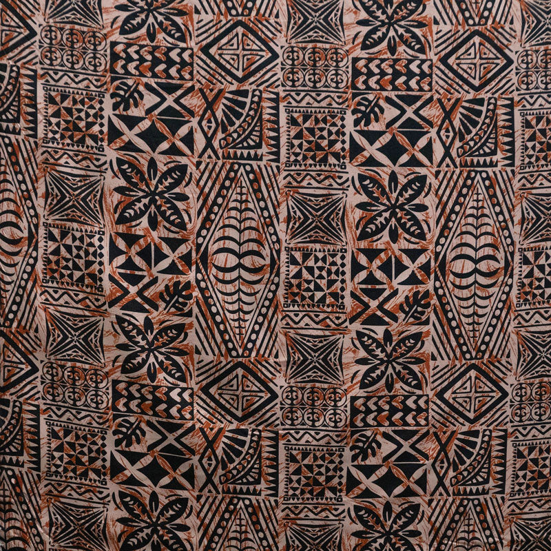 Traditional Tongan Geometric design Fabric | Peachskin