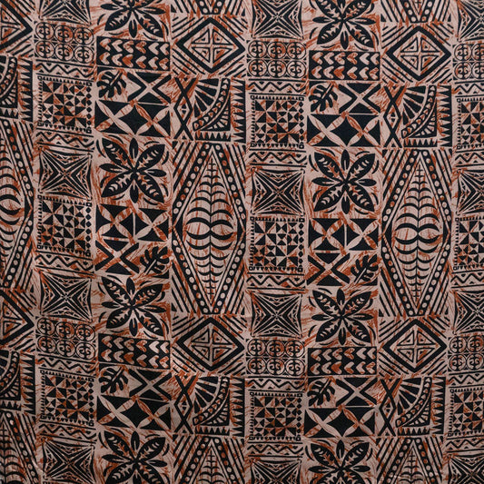 Traditional Tongan Geometric design Fabric | Peachskin