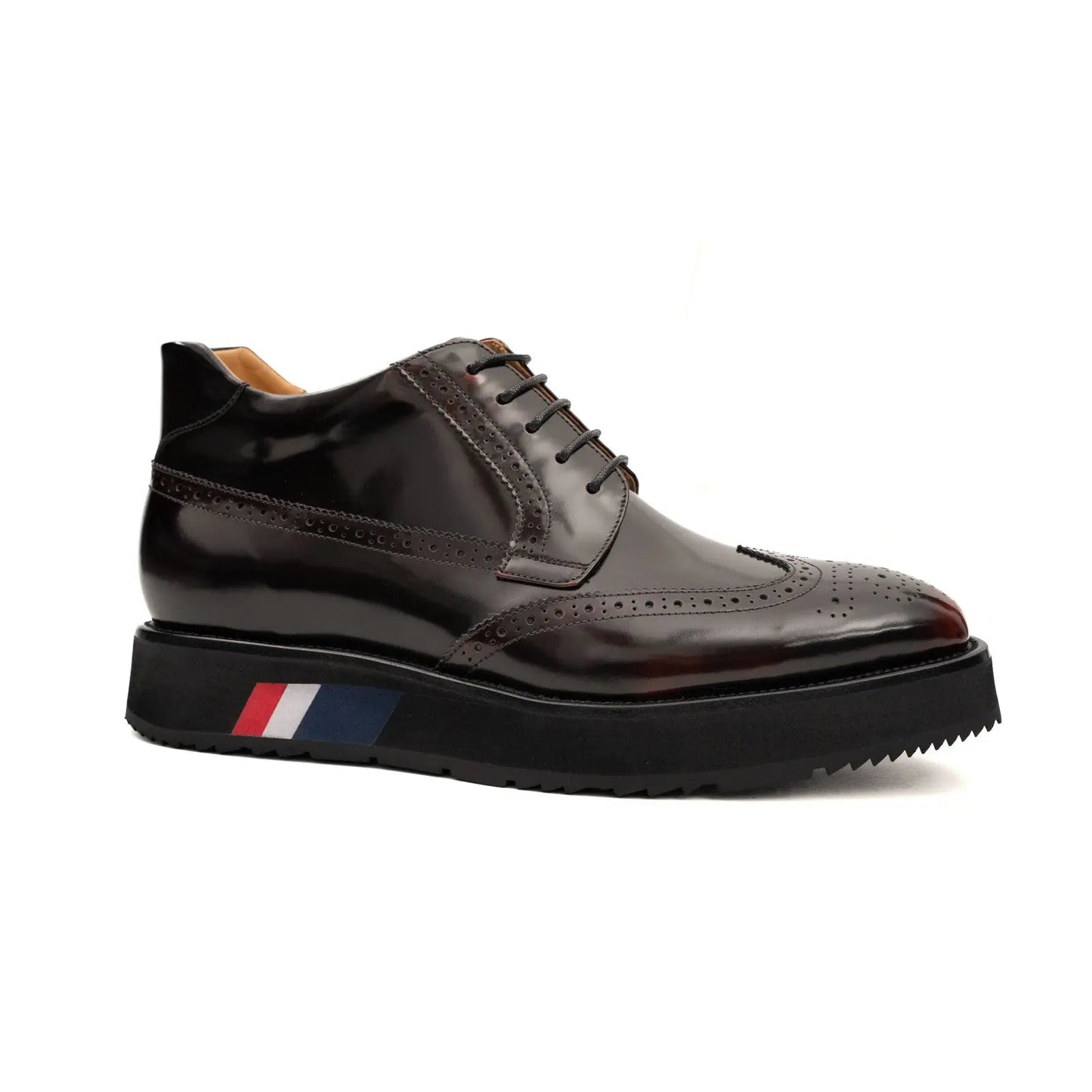 Tri-Stripe Patent Brogue Bootie