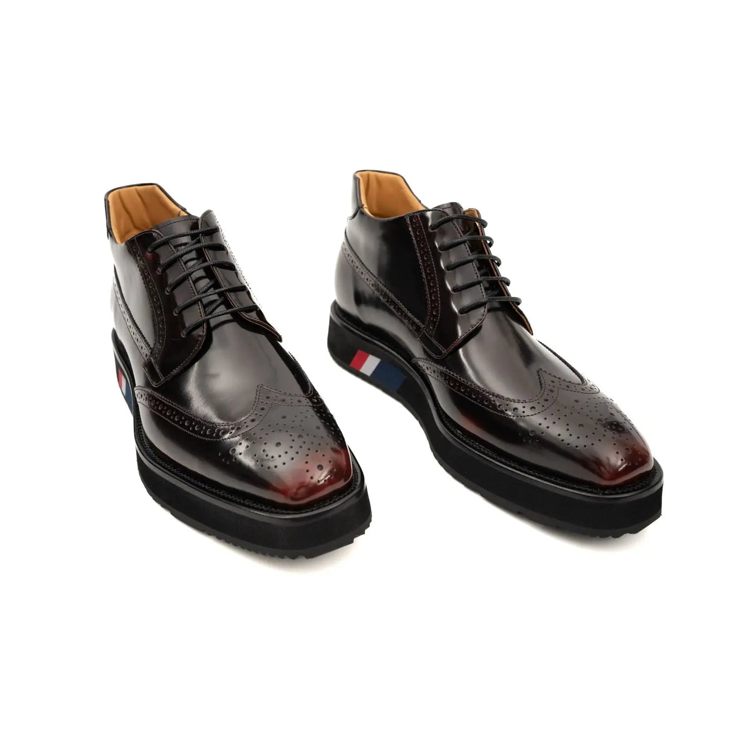Tri-Stripe Patent Brogue Bootie