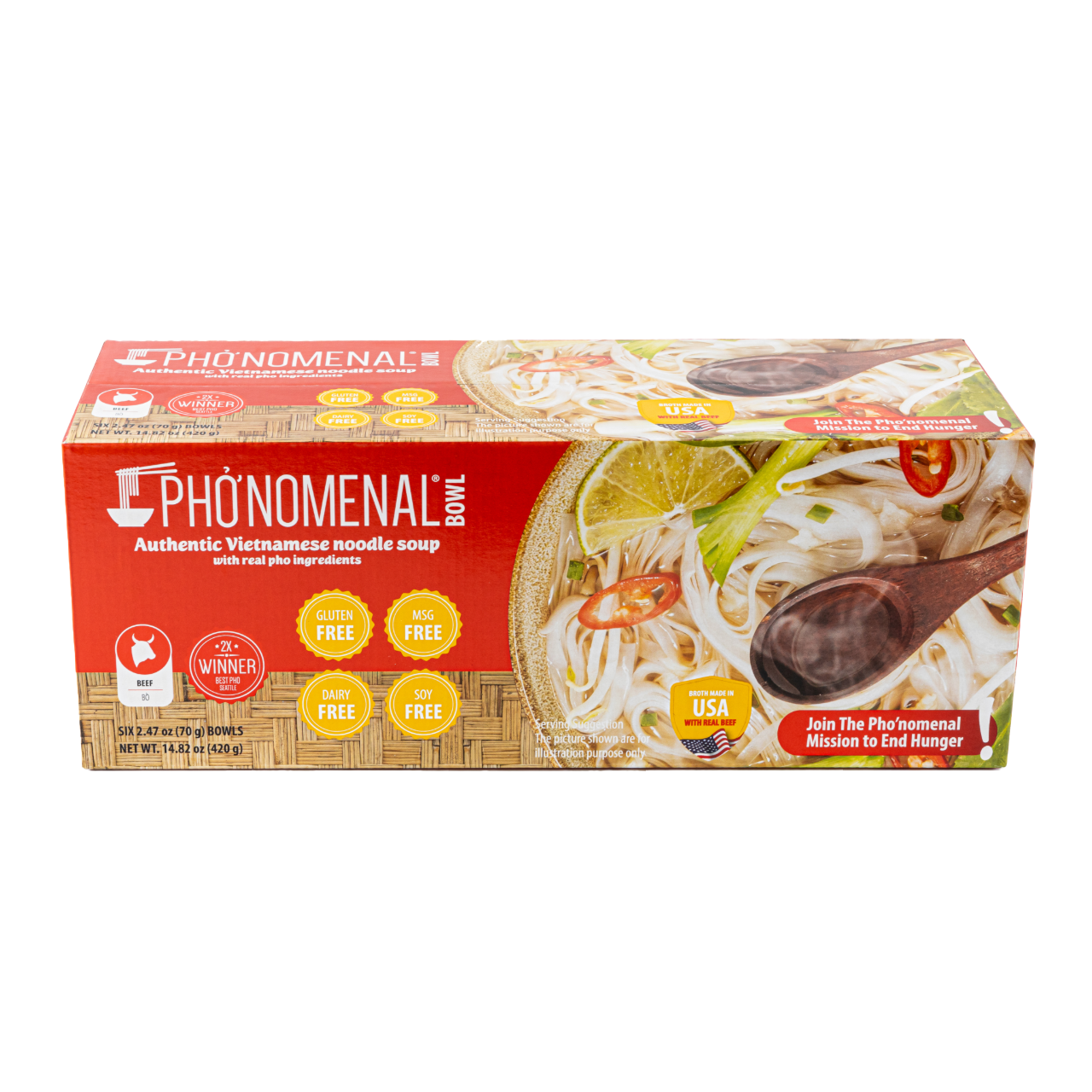 Pho’nomenal Bowl Instant Beef Pho (Case of 6 Bowls)