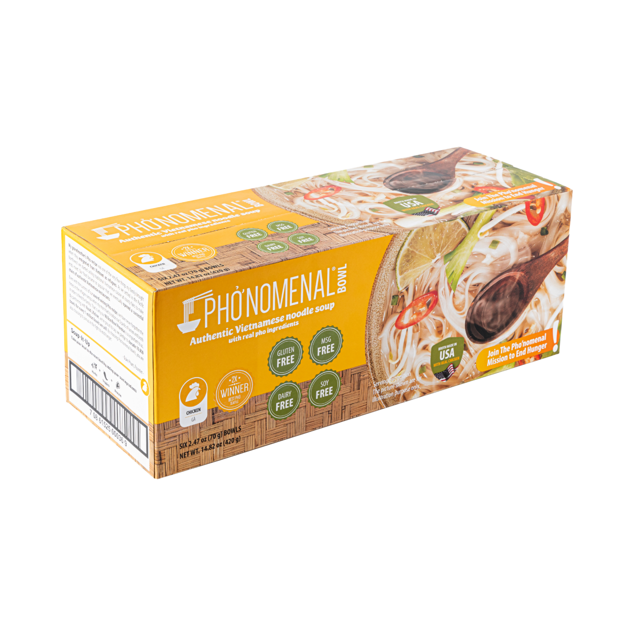 Pho’nomenal Bowl Instant Chicken Pho (Case of 6 Bowls)