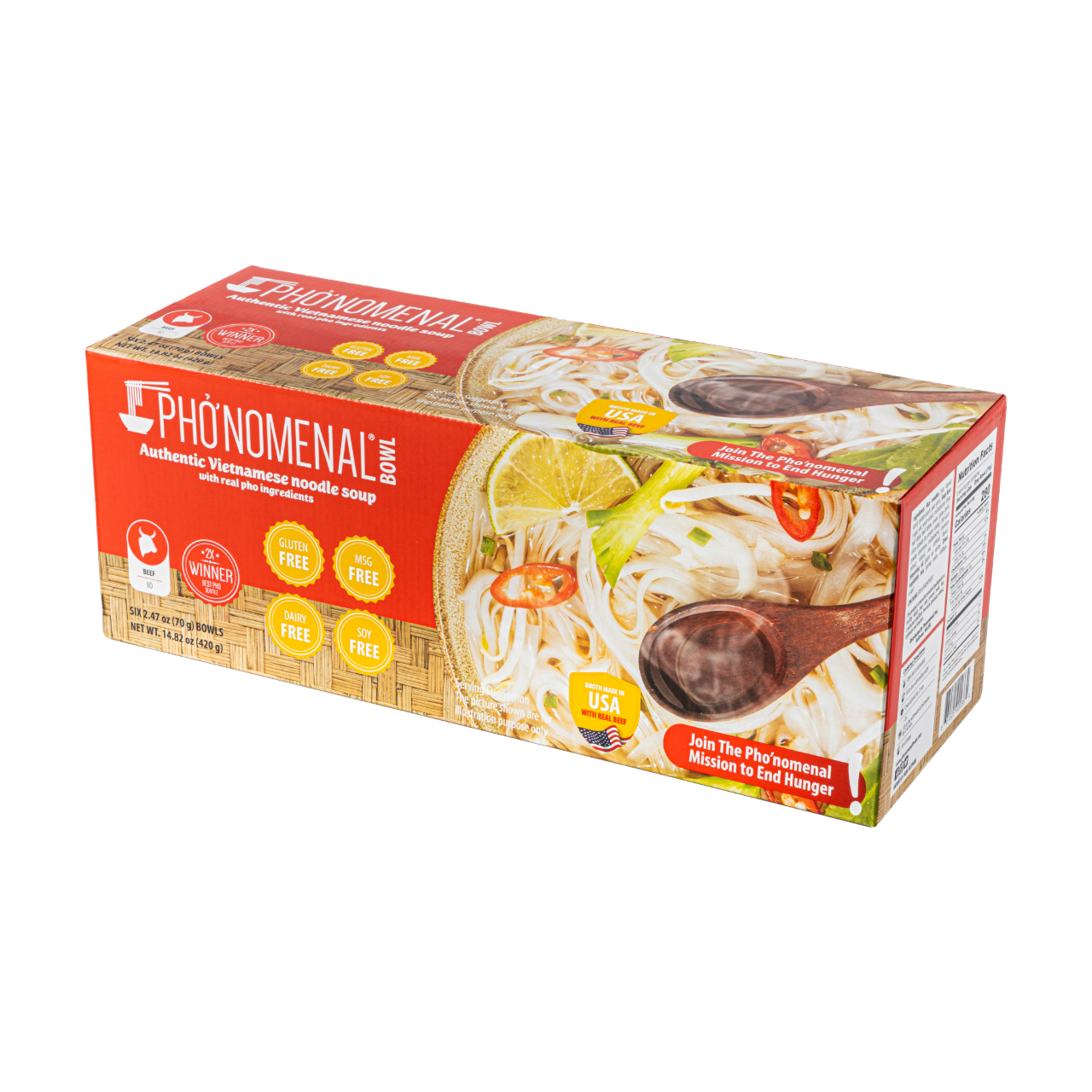 Pho’nomenal Bowl Instant Beef Pho (Case of 6 Bowls)