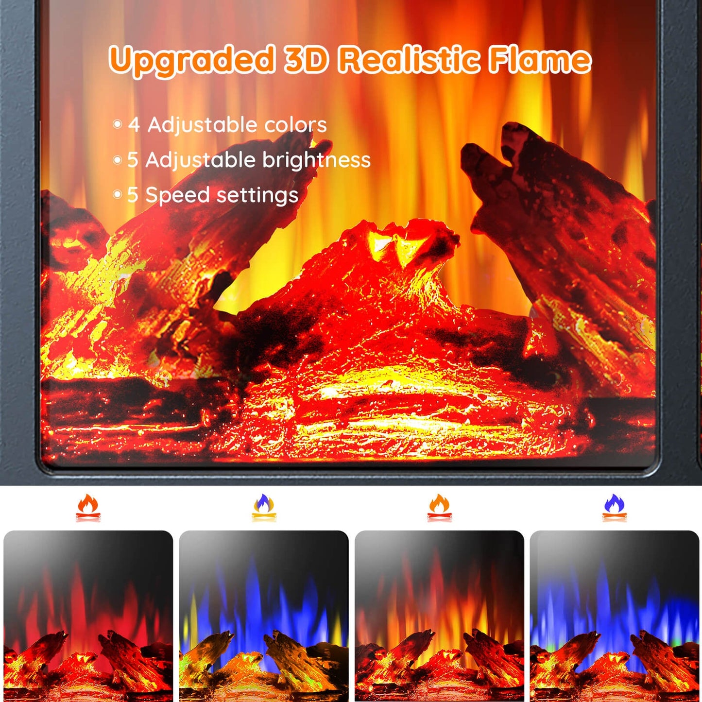 16" Free Standing Electric Fireplace Stove S180BP