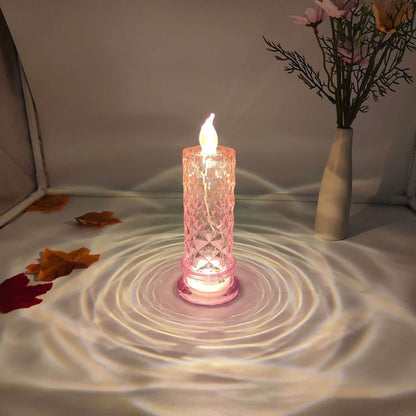 Flameless LED Rose Projection Candle Light for Home Decor, Parties, Wedding Gift