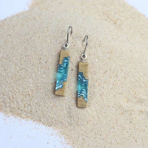 Strait Earrings – Aqua & Ultramarine Resin Rectangle Drops