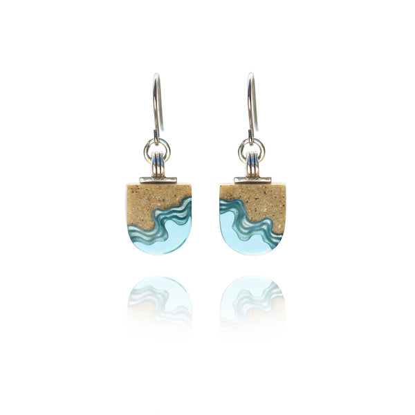 Shoreline Earrings – Aqua & Ultramarine Resin U-Shaped Drops