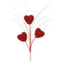 16" TRIPLE BEADED HEART W/GLITTER PICK RED