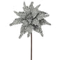 22" SEQUIN GLITTER POINSETTIA STEM SILVER