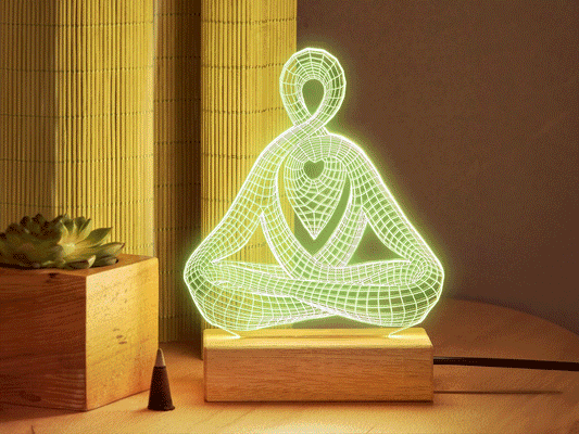 Meditation Light Decor - Acrylic Plaque Led Lamp - Gift For Her, Yoga Lovers
