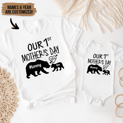 Our 1st Mother's Day - Momma Bear & Baby Bear - Personalized Gift For New Moms, Mom, Infant, Baby, Newborn