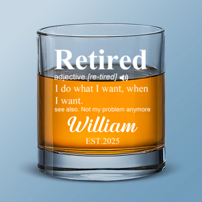 Retirement Definition - Personalized Custom Whiskey Glass - Retirement Gift For Colleagues, Mom, Dad, Grandparent