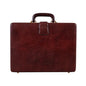 Executive Men's Leather Attache Briefcase Brown/Cherry Red