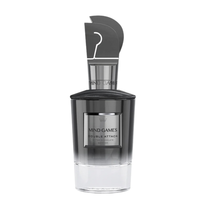 Perfume bottle labeled 'Mind Games' on a white background