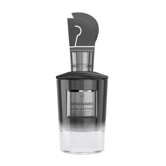 Perfume bottle labeled 'Mind Games' on a white background