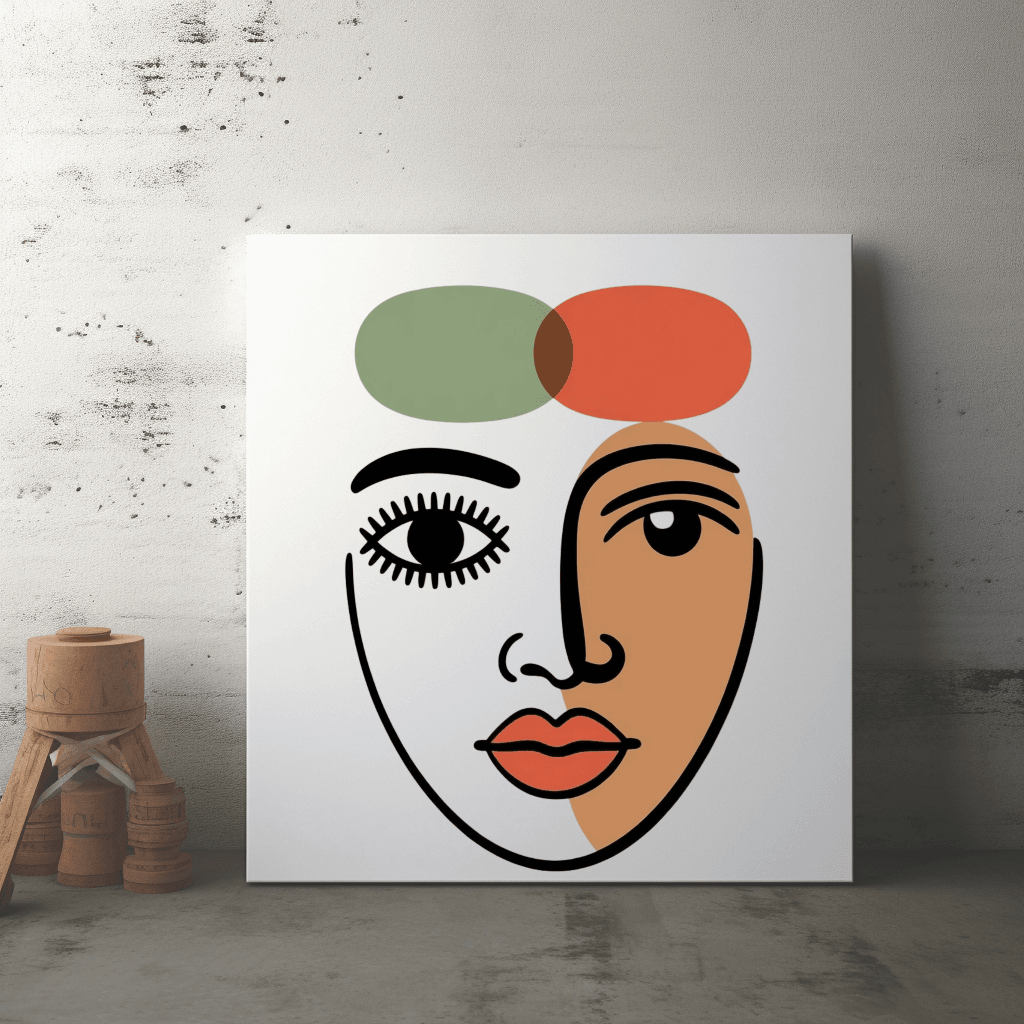 Abstract Women Face Poster Canvas – Modern Minimalist Wall Art