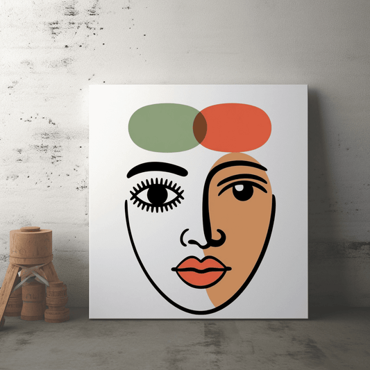 Abstract Women Face Poster Canvas – Modern Minimalist Wall Art
