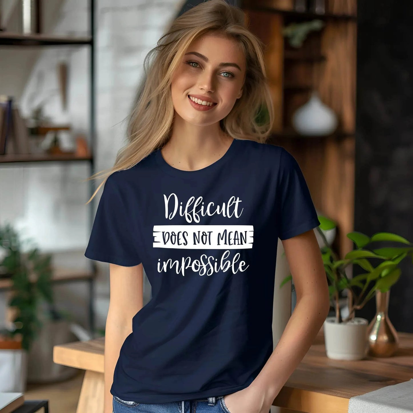Difficult Does Not Mean Impossible Motivational T-Shirt