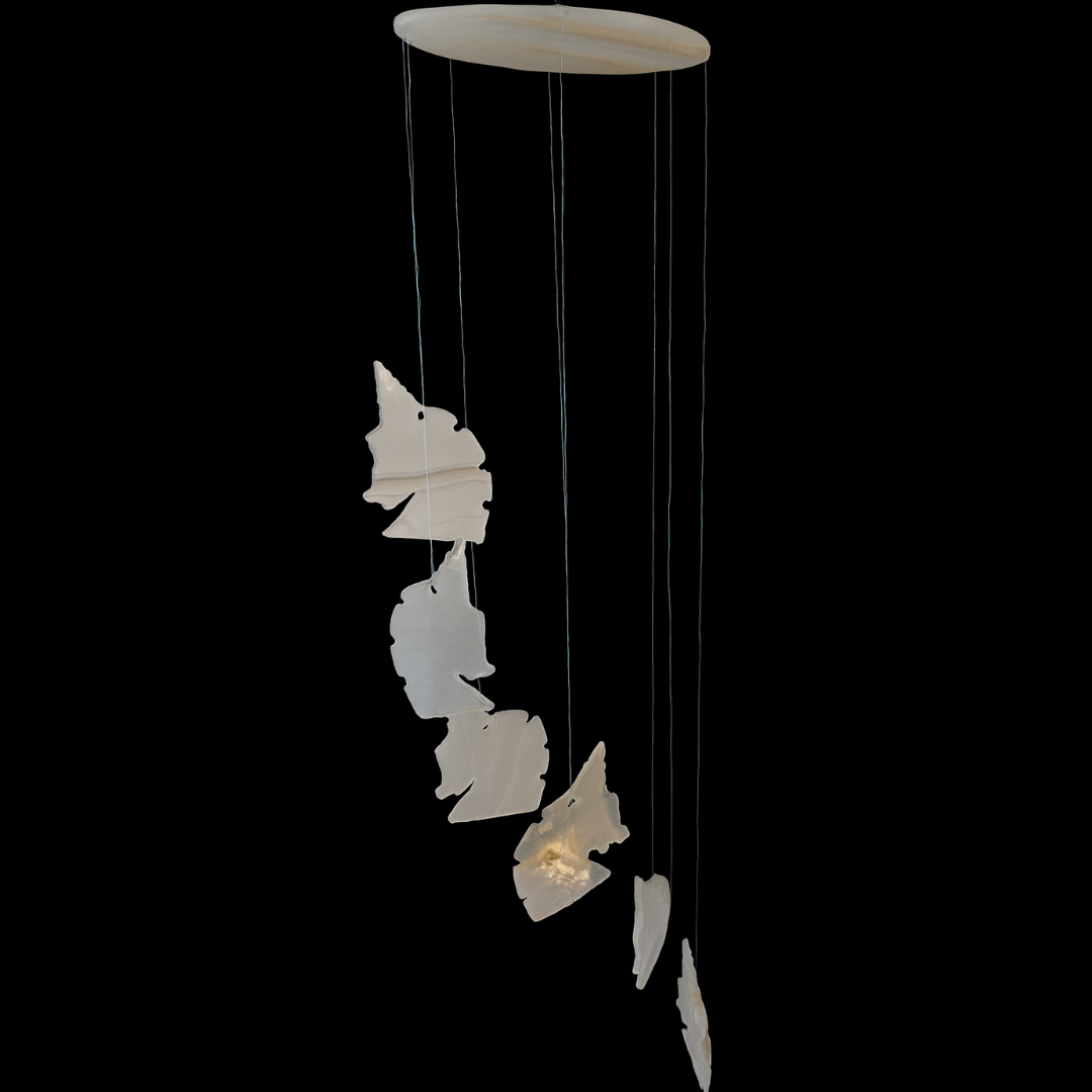 Hand-Carved Unicorn Onyx Wind Chime – 17” Hanging Mobile