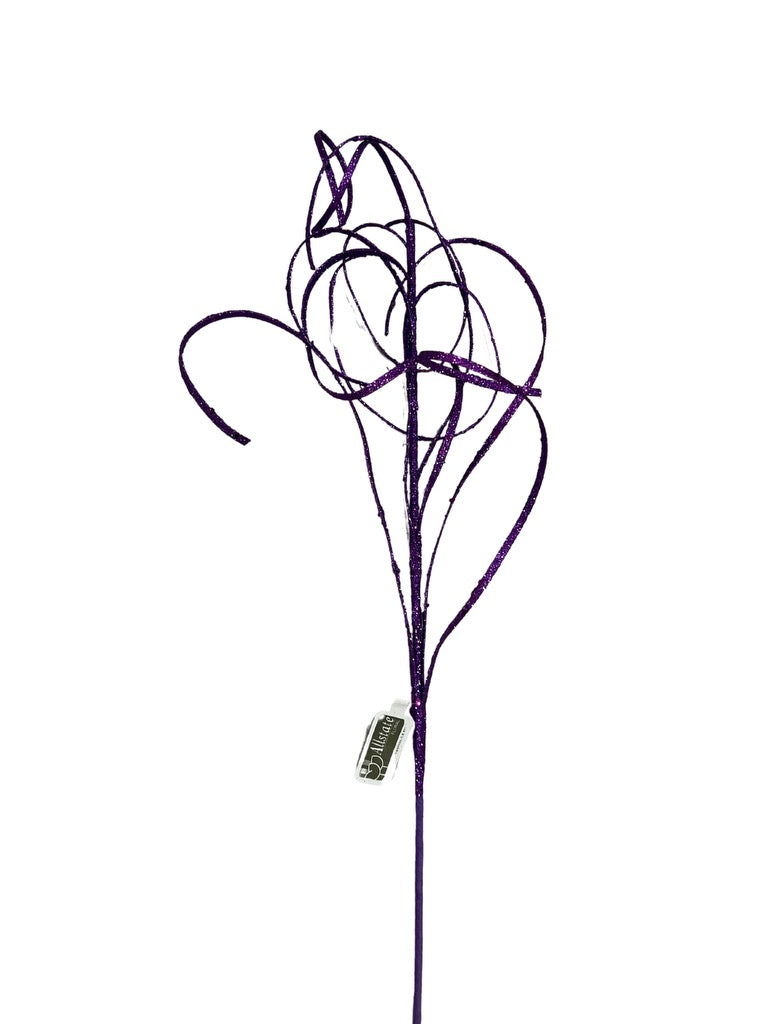 29.5" Glittered Swirl Grass Spray Purple Glittered