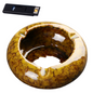 Round Glossy Ceramic Ashtrays + Flameless Lighter (BROWNISH)