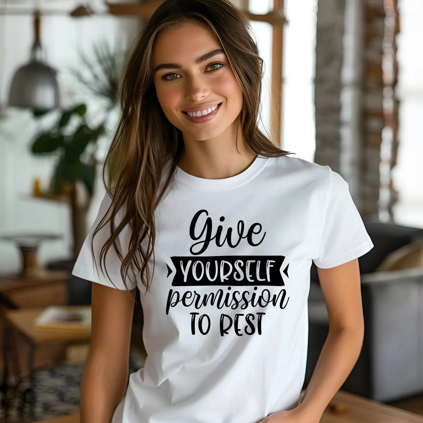 Give Yourself Permission to Rest Motivational T-Shirt