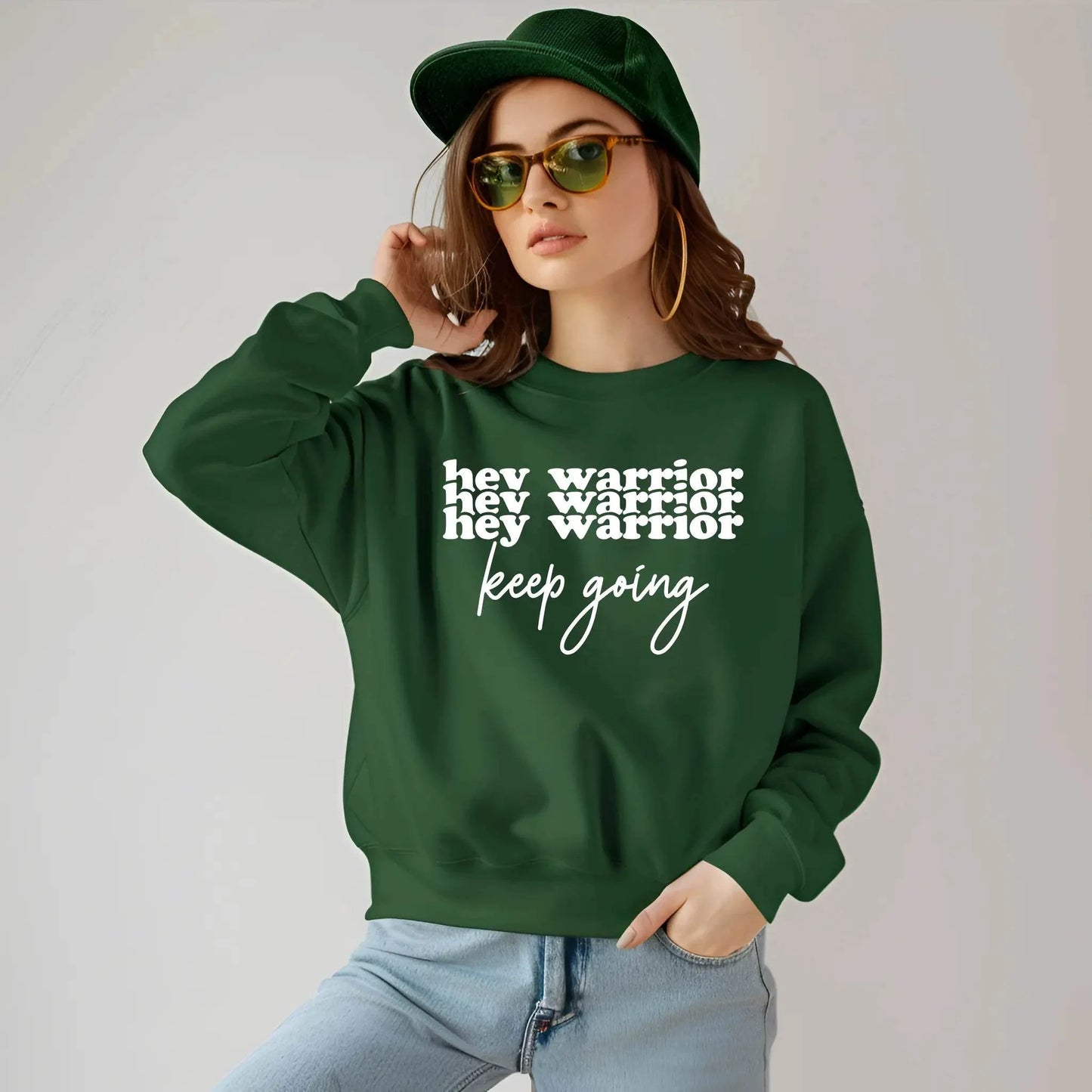 Hey Warrior Keep Going Sweatshirt – Cozy & Motivating