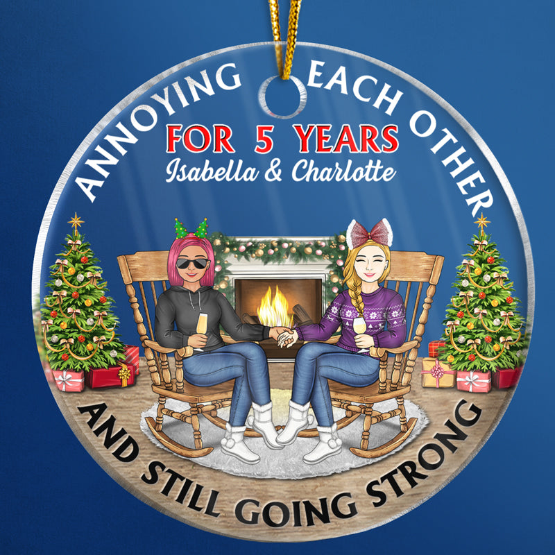 Christmas Family Couple Annoying Each Other For Years - Personalized Circle Acrylic Ornament - Gift For Couple, Husband, Wife