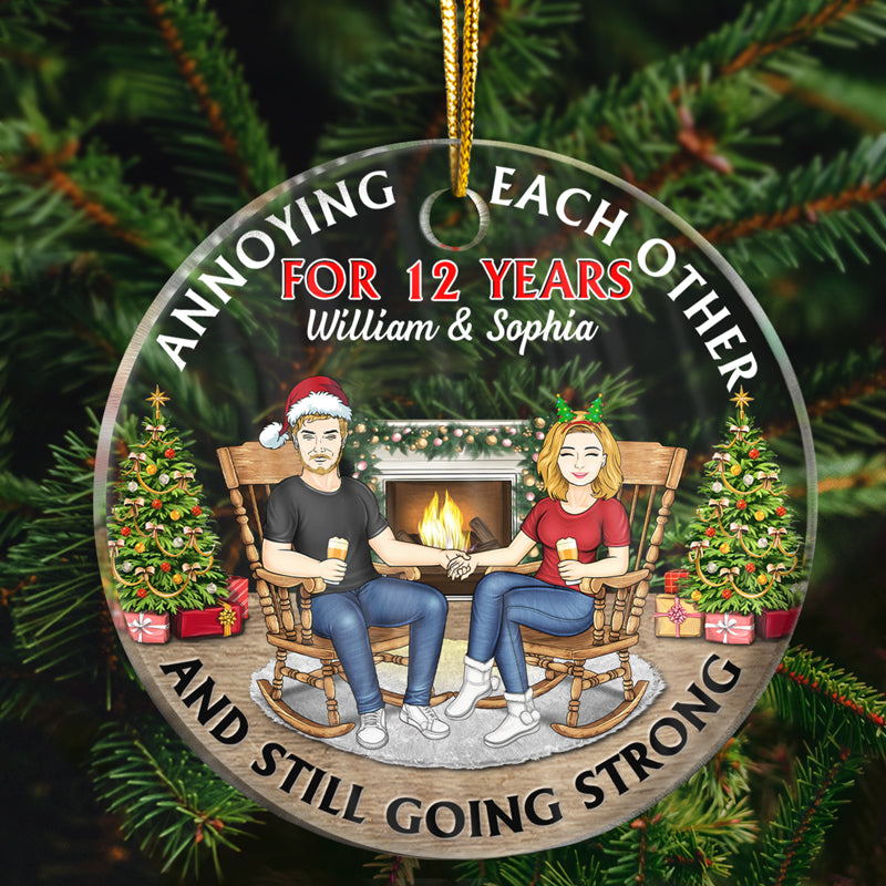 Christmas Family Couple Annoying Each Other For Years - Personalized Circle Acrylic Ornament - Gift For Couple, Husband, Wife