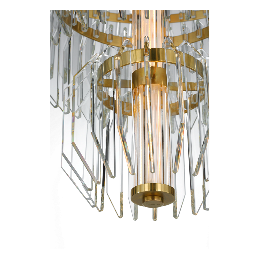 Waterford Killarney 32" Layered Chandelier – Polished Nickel & Clear Crystal