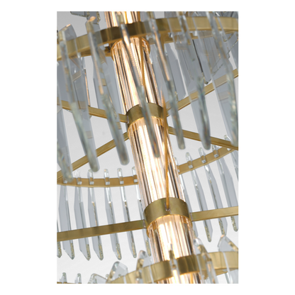 Waterford Killarney 32" Layered Chandelier – Polished Nickel & Clear Crystal