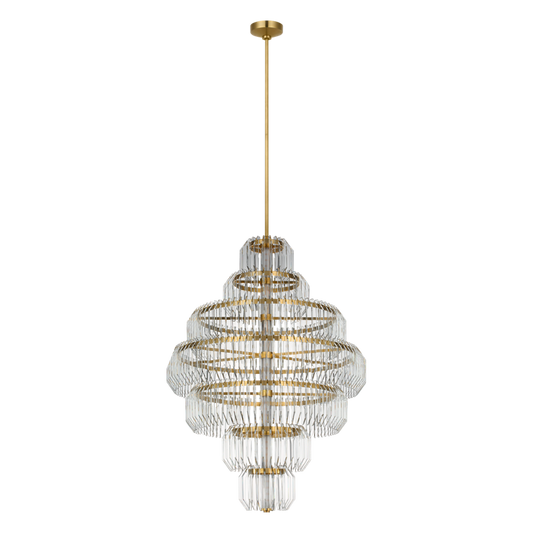 Waterford Killarney 32" Layered Chandelier – Polished Nickel & Clear Crystal