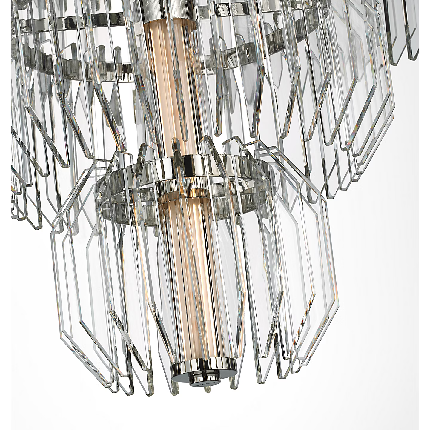 Waterford Killarney 32" Layered Chandelier – Polished Nickel & Clear Crystal