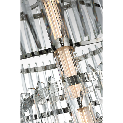 Waterford Killarney 32" Layered Chandelier – Polished Nickel & Clear Crystal