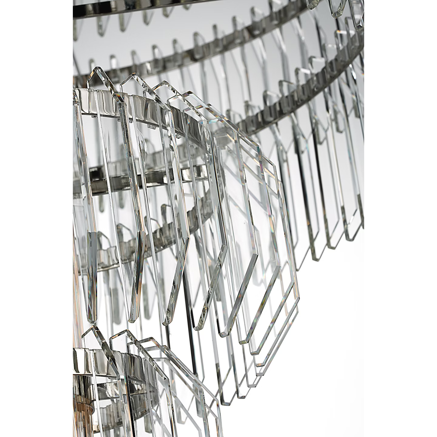 Waterford Killarney 32" Layered Chandelier – Polished Nickel & Clear Crystal