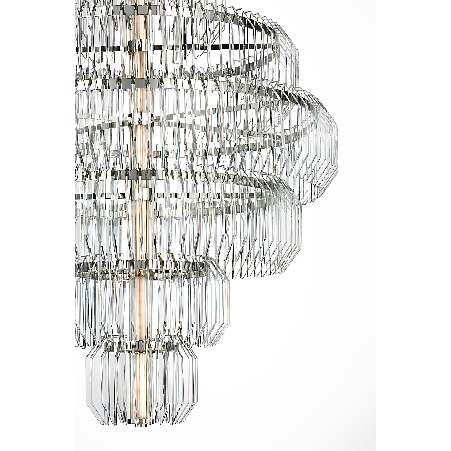 Waterford Killarney 32" Layered Chandelier – Polished Nickel & Clear Crystal
