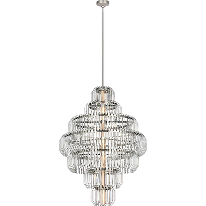 Waterford Killarney 32" Layered Chandelier – Polished Nickel & Clear Crystal