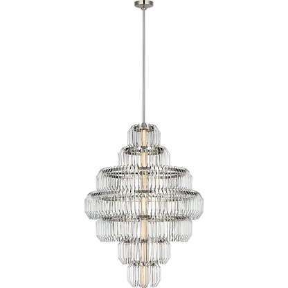 Waterford Killarney 32" Layered Chandelier – Polished Nickel & Clear Crystal