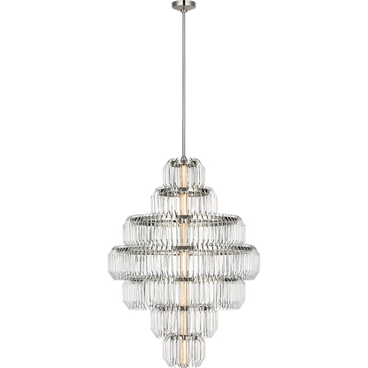 Waterford Killarney 32" Layered Chandelier – Polished Nickel & Clear Crystal