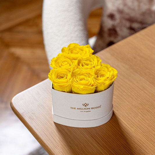 Baby Heart White Box | Yellow Roses