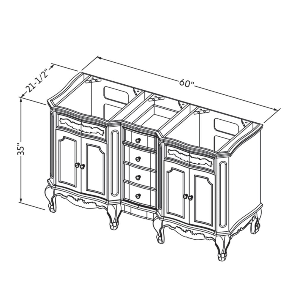 60" Clairemont Vanity, double bowl