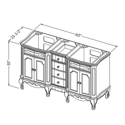60" Clairemont Vanity, double bowl