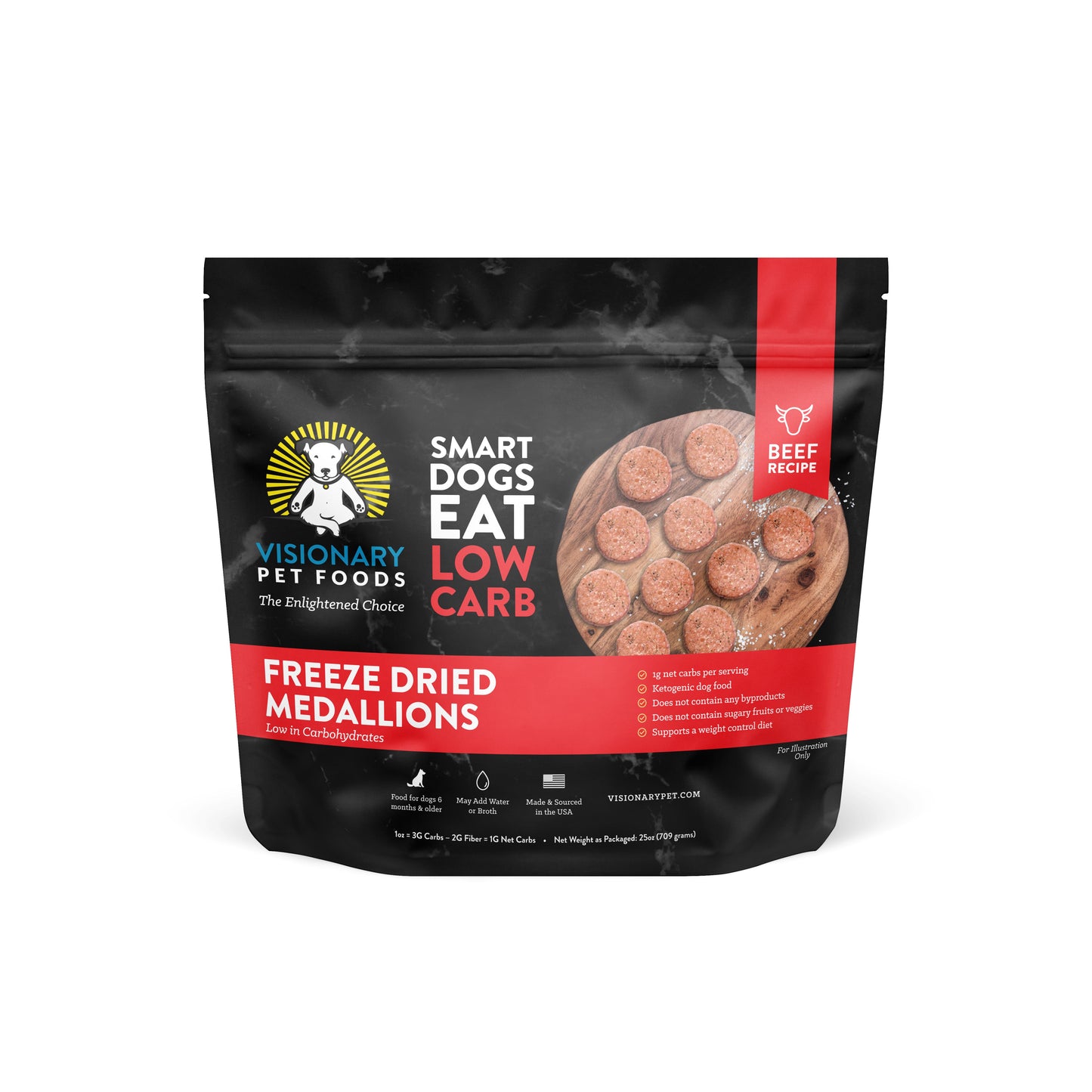 Freeze Dried Food | Beef Recipe | 25oz Bag | Family Pet | Kitchen + Metal