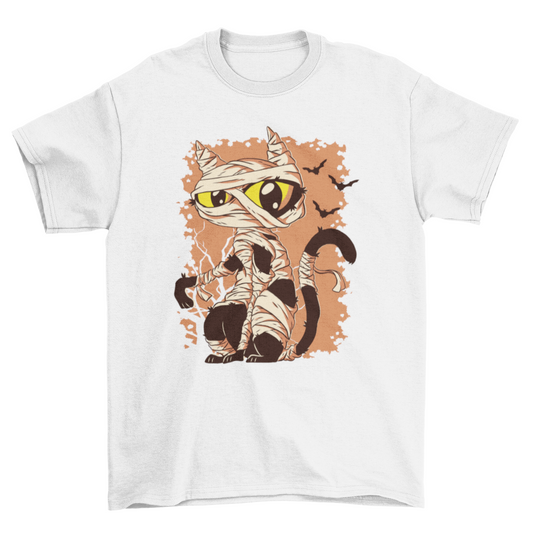Mummy Cat Funny Halloween Cartoon T-shirt | Binge T-shirt Shop