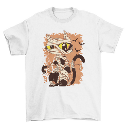 Mummy Cat Funny Halloween Cartoon T-shirt | Binge T-shirt Shop