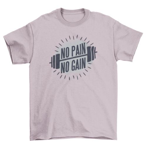 Simple Barbell Workout Weights Weightlifting Fitness Quote "No Pain No Gain" | Binge T-shirt Shop