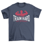 Muscular cross fit Gym Train Hard silhouette man flexing muscles